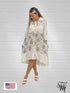 3/4 Sleeves Long Shirt Dress with collar & Pockets - D6264